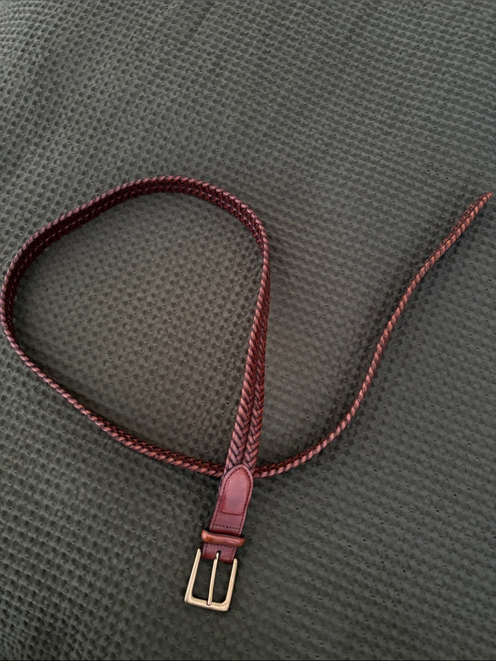 Brighton Braided Leather Belt in Burgundy
